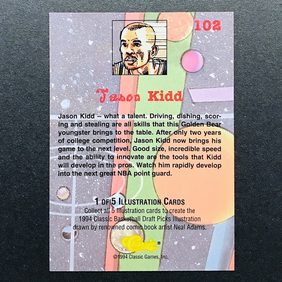 Jason Kidd RC SP - 1994 Classic COMIC #102 - Picture 2 of 2